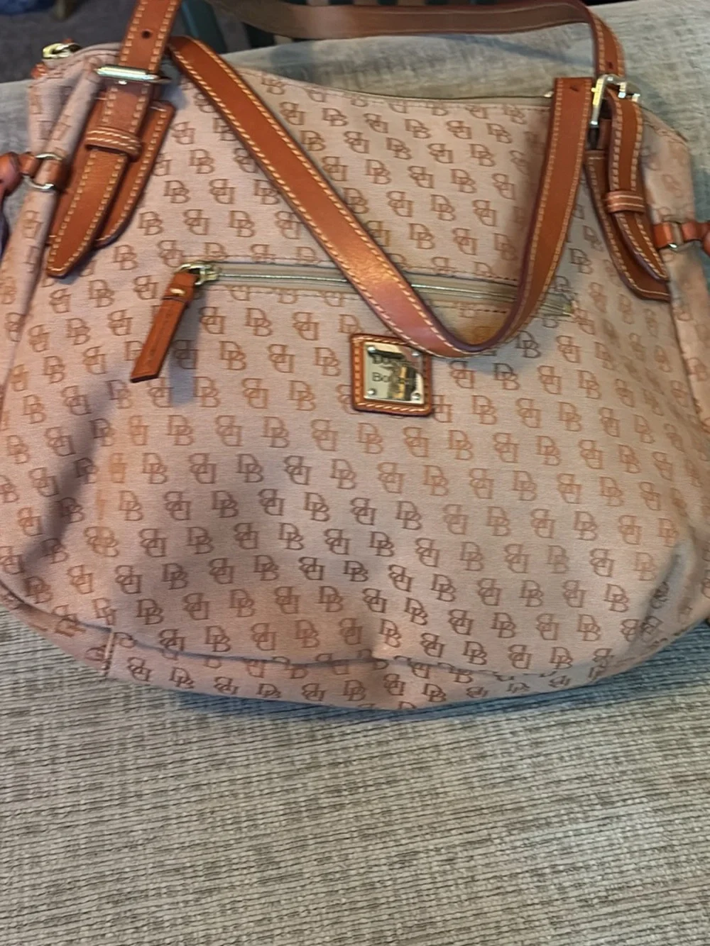 Dooney & Bourke Tan/Light Brown Signature Logo Shoulder Bag